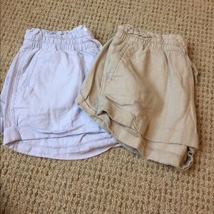 Two pair of linen drawstring shorts